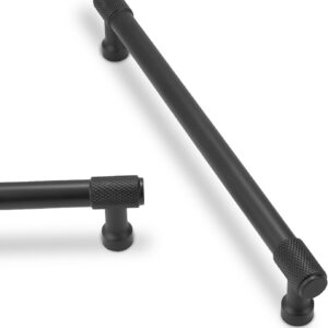 Black Textured Cylinder Drawer Pulls with Screw-On Ends for Furniture Hardware