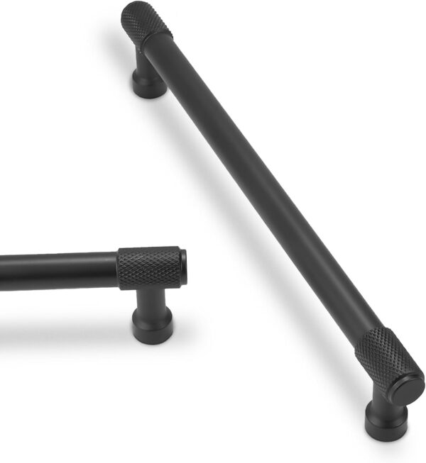Black Textured Cylinder Drawer Pulls with Screw-On Ends for Furniture Hardware
