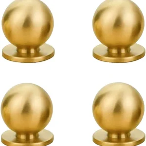 Gold Ball Knobs with Threaded Base for Furniture and Decorative Hardware"
