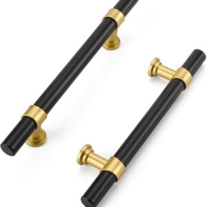 Black and Brass Cabinet Pull Handle (Set of 2)