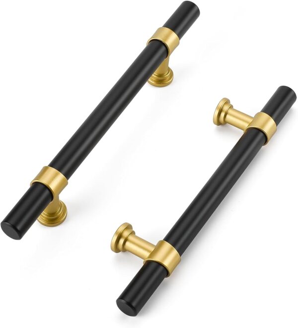 Black and Brass Cabinet Pull Handle (Set of 2)