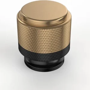 Gold Textured Knob with Black Base cabinet knob
