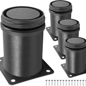Black Adjustable Leveling Legs with Screws for Furniture Stabilization 4 inches