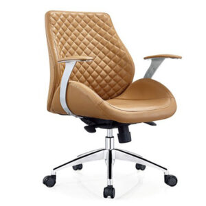 Ergonomic  brown Leather Office Chair with Adjustable Armrests and swievel for Comfortable Workspaces