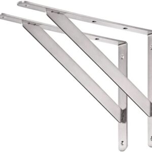 "Stainless Steel Shelf Brackets with Screws for Wall-Mounted Shelving"