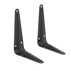 Black Metal Shelf Brackets with Screws for Wall-Mounted Shelving"