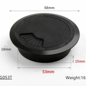 black round plastic cable management