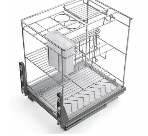Kitchen-Cabinets-Universal-Drawer-Base-Organizer-Pull-Out-Multifunction-Spice-Basket-Hydraulic-Pullout-Stainless-Steel-Carto - Image 2