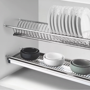 Over-The-Sink-Kitchen-Organizer-Built-in-Stylish Stainless Steel Kitchen Rack - Perfect for Compact Kitchens-Cabinet-Drainer-Plates-Dish-Drying-Rack-Stainless-Steel