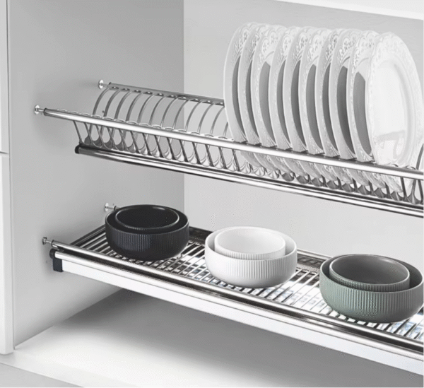 Over-The-Sink-Kitchen-Organizer-Built-in-Stylish Stainless Steel Kitchen Rack - Perfect for Compact Kitchens-Cabinet-Drainer-Plates-Dish-Drying-Rack-Stainless-Steel