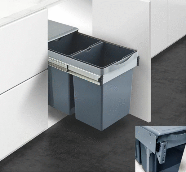 Kitchen-Built-in-Waste-Bin-Under-Sliding-Sorting-Garbage-Bin-Self-Closing in cabinet-Drawers