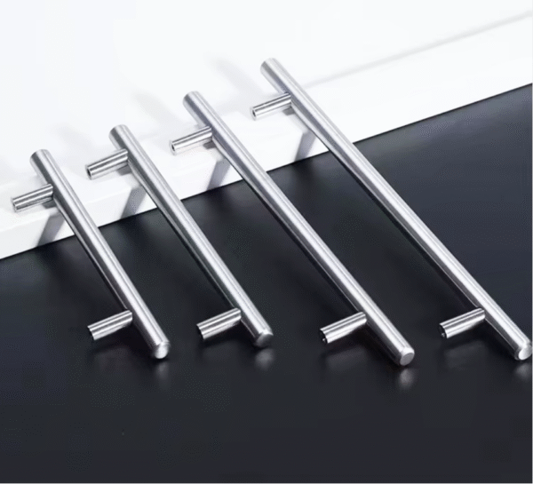 Stainless Steel T-Bar Cabinet Handles (128mm), Modern Kitchen Drawer Pulls, Hollow Bar Handles for Wardrobes and Furniture