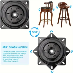 360° Swivel Bar Stool Plate – Heavy-Duty Rotating Chair Base with Steel Ball Bearing, 150kg Load Capacity