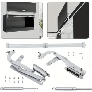 Soft Close Lift-Up Cabinet Door Hinge System – Gas Strut Support Kit for Overhead Kitchen Cabinets