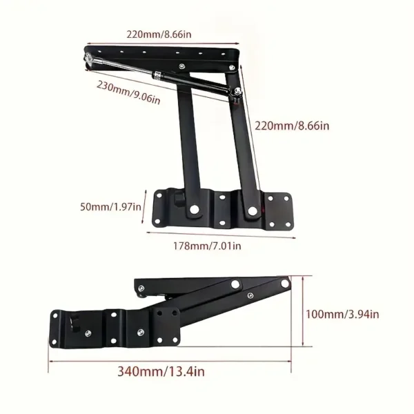 hydraullic lift set Heavy-Duty Foldable Hinges - Adjustable & Durable Hardware for Doors & Furniture (Pair) - Image 3