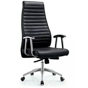 Ergonomic Black Leather Office Chair with  adjustable Armrests and swivel for Comfortable Workspace