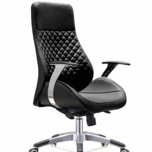 Ergonomic Black  Leather Office Chair with Armrests and swivel for Comfortable Workspace